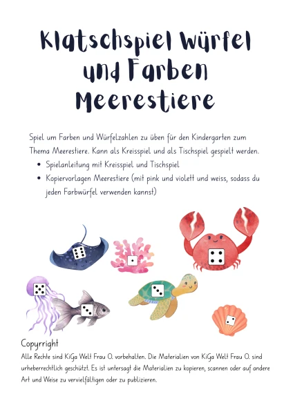 Klatschspiel Würfel und Farben