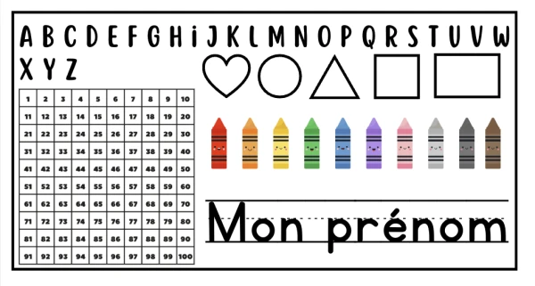 Sous-Main Référent Élève MODIFIABLE : Bande Alphabétique & Tableau des Nombres 1-100 (1H-4H / Cycle 1)