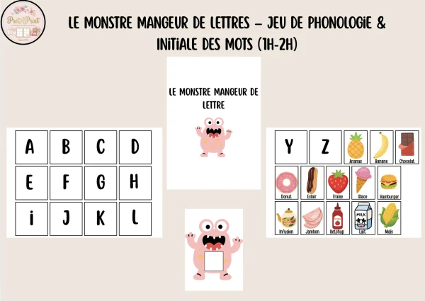 Le Monstre Mangeur de Lettres – Jeu de Phonologie & Initiale des Mots (1H-2H)