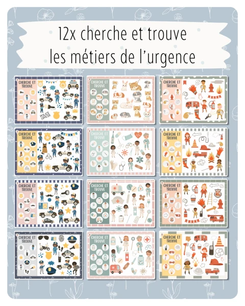 24. 12x cherche et trouve — pompiers, police, médecins, vétérinaires