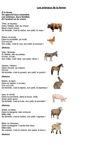 Musique - Les animaux de la ferme