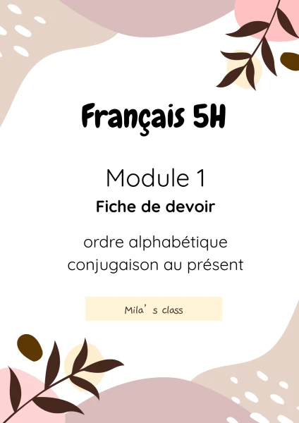 5H : fiche de devoirs sur le module 1