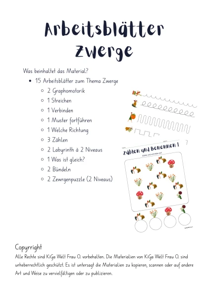 Arbeitsblätter Zwerge
