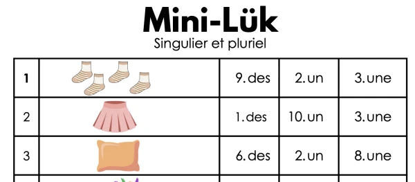 Mini-Lük - singulier et pluriel