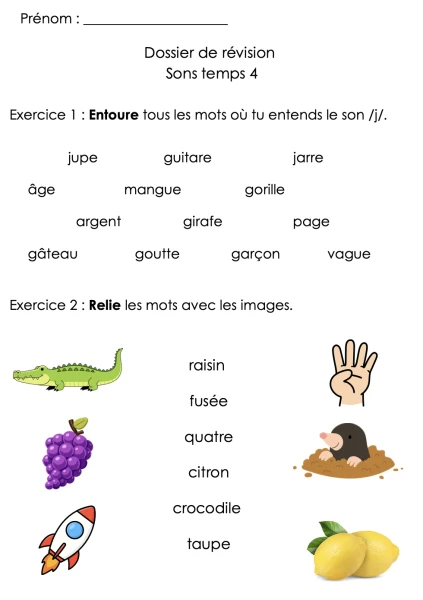 Dossier de révision des sons du temps 4 - 3P