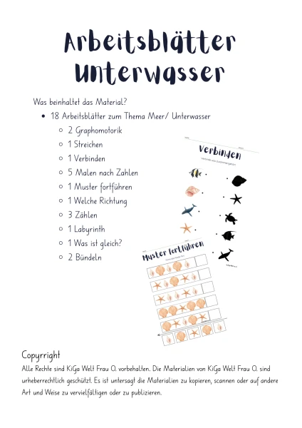 Arbeitsblätter Unterwasser