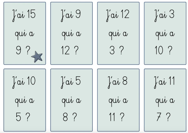 J'ai... qui a...? 1 à 15