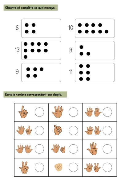 Dossier de numération 0 à 15