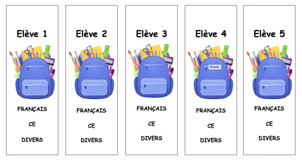 Etiquettes pour le classeur