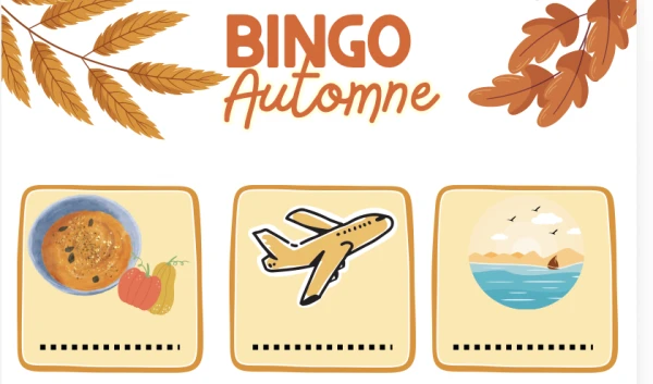 Bingo vacances automne