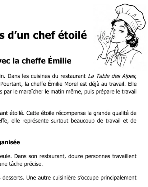 Les cuisines d'un chef étoilé | Compréhension de l'écrit