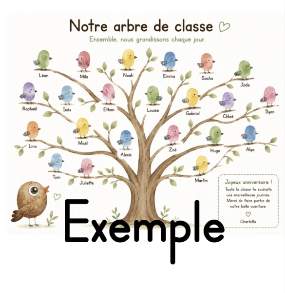 Carte d’anniversaire collective – Notre arbre de classe
