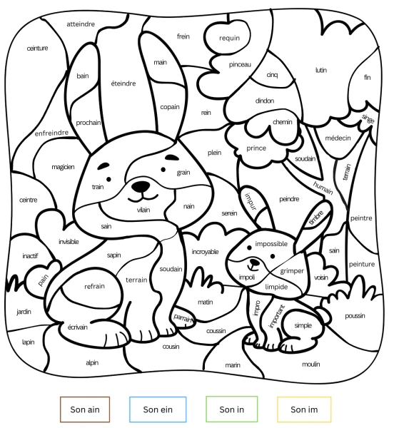 son ain-ein-in-im, coloriage magique