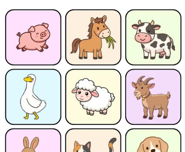 Mémory des animaux de la ferme