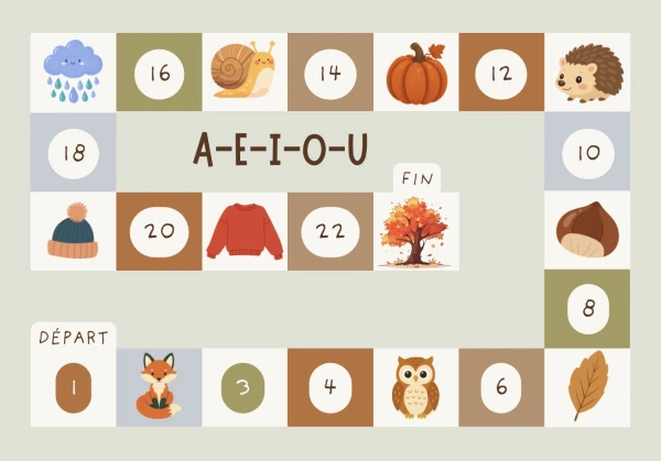 Jeu d’automne – voyelles (a,e,i,o,u) et syllabes
