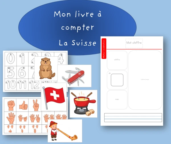 Mon livre à compter (1-20) thème la Suisse