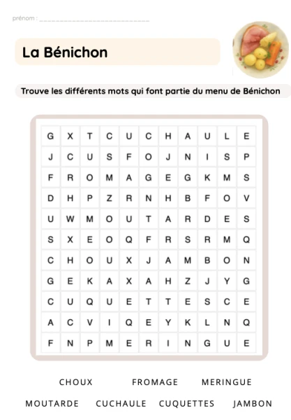 Mots cachés Bénichon