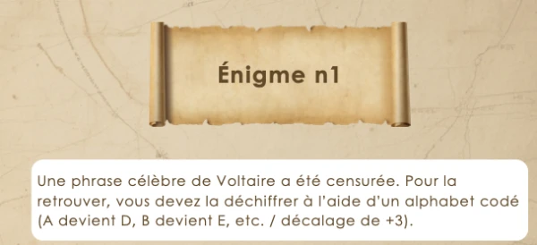 Jeu énigmes les Lumières