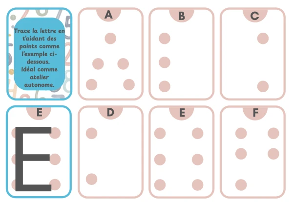 Cartes pour tracer des lettres majuscules