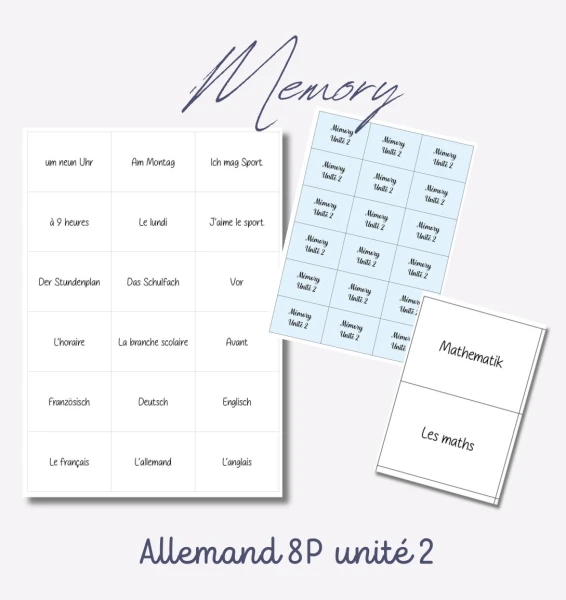 Mémory unité 2 allemand 8P