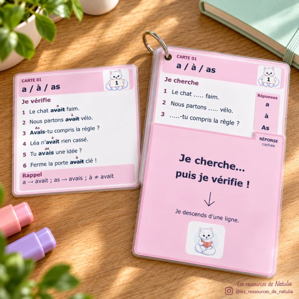 🐾 Mes ateliers autocorrectifs a / à / as – 2 niveaux | 4 CHF 🐾