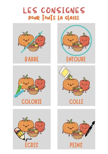 Consignes imagées - thème potager/légumes
