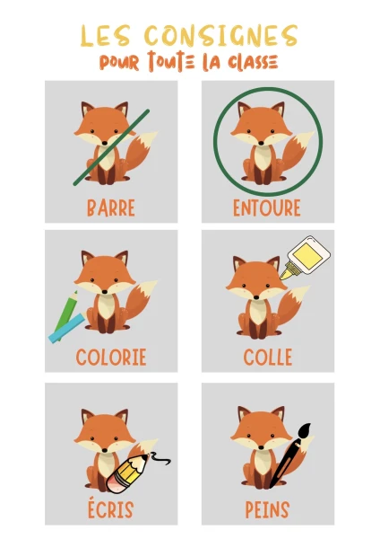 Consignes imagées - thème forêt/renard