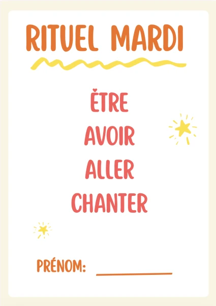 Rituel de conjugaison: être aller avoir chanter au présent