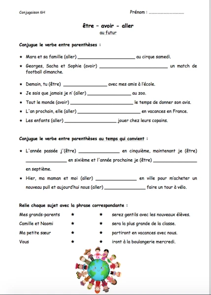 Fiches de verbes - 6P (futur)