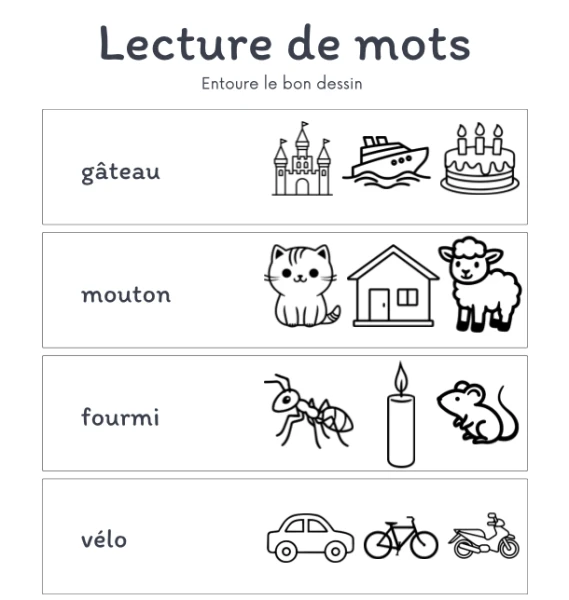 Lecture mots isolés