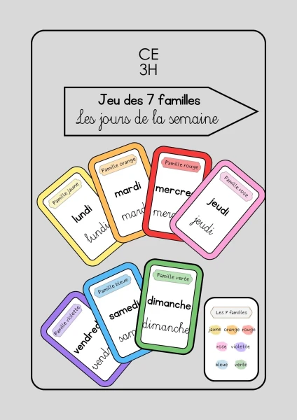 Jeu des 7 familles : les jours de la semaine