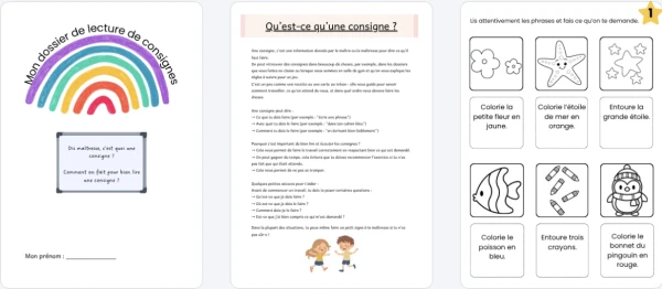 Dossier de lecture de consignes –>Cycle 1