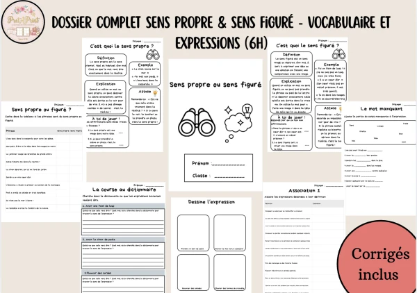 Dossier complet Sens Propre & Sens Figuré - Vocabulaire et Expressions (6H)