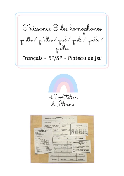 Puissance 3 des homophones (qu’elle / qu’elles /quel / quelle / quels / quelles)