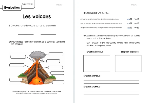 Evaluation les volcans 5H