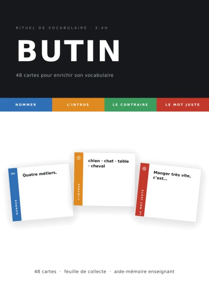 Butin 3-4H : 48 cartes pour enrichir son vocabulaire