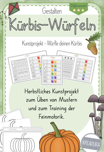 Würfel Kürbis - würfle deinen Kürbis - Herbst