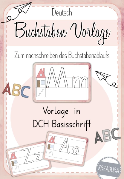 Buchstaben Vorlage zum Nachspuren in DCH Basisschrift