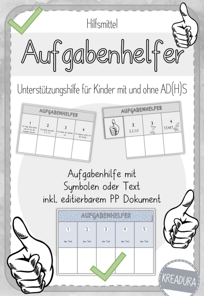 ADHS ADS Aufgabenhilfe - Aufgabenhelfer - Unterstützung für Kinder mit Konzentrationsschwierigkeiten