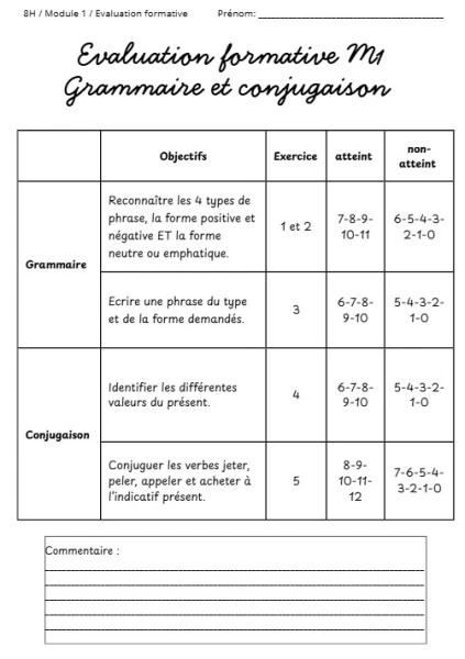 Evaluation formative Module 1 gram + conj 8P