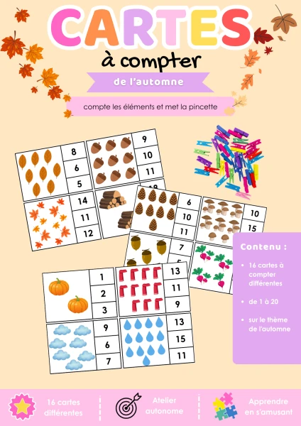 1P-2P – carte à compter de l'automne de 1 à 20