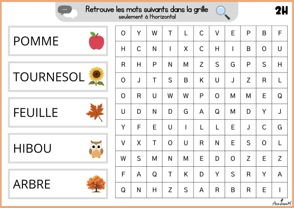 Mots mêlés (ateliers automne)