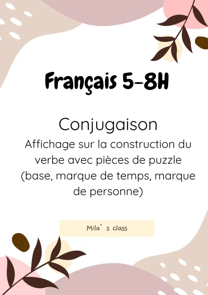 Conjugaison 5H-6H-7H-8H : affiches sur les bases