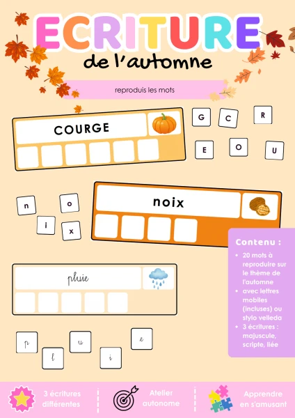 CE – écriture des mots de l'automne