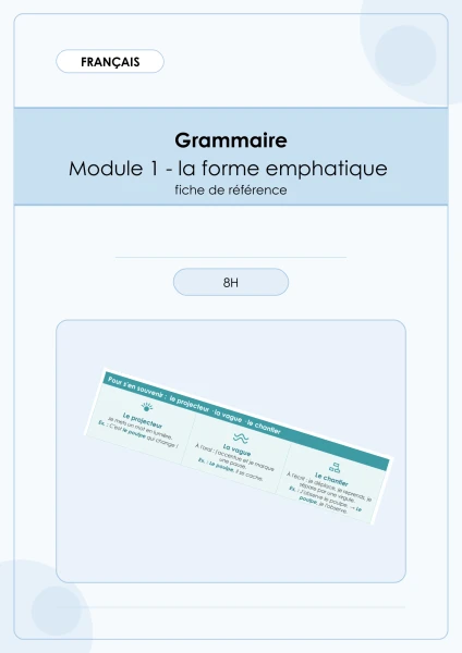 Français - Grammaire - Module 1 - la phrase emphatique