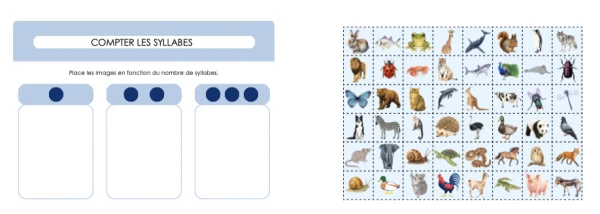 Compter les syllabes - thème animaux