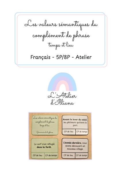 Cartes à pinces : Valeurs du complément de phrases (temps et lieu) - bords arrondis