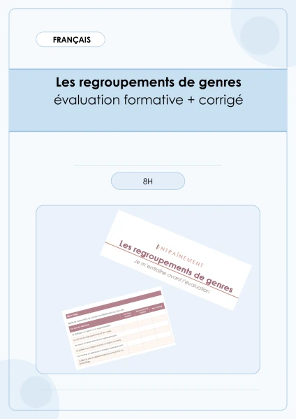 Français - évaluation formative - les regroupements de genres