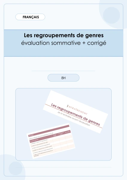 Français - Evaluation sommative - les regroupements de genres