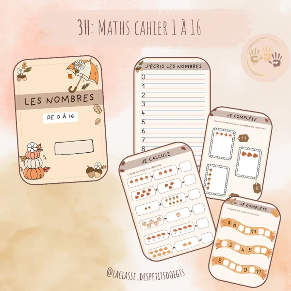 3H: Cahier maths (1 à 16)